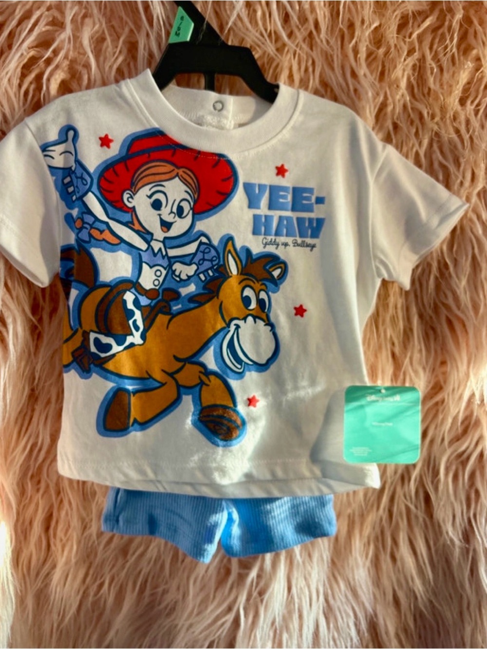 Disney White and Blue Jessie & Bullseye Kids Matching Set Size 6-9month